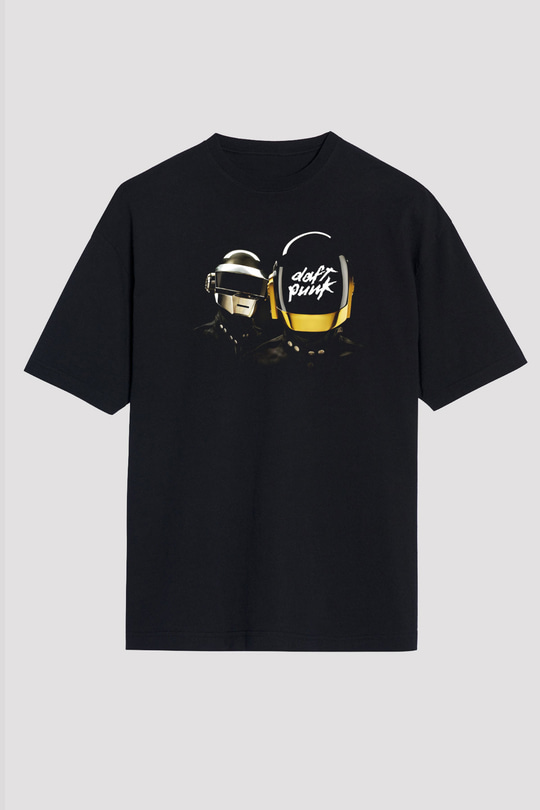 Daft Punk Siyah Unisex Oversize Tişört T-Shirt