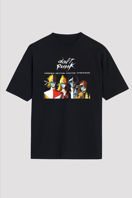 Daft Punk Siyah Unisex Oversize Tişört T-Shirt