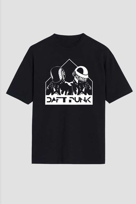 Daft Punk Siyah Unisex Oversize Tişört T-Shirt