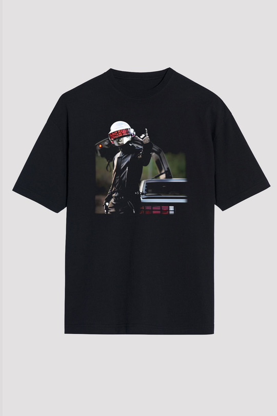 Daft Punk Siyah Unisex Oversize Tişört T-Shirt