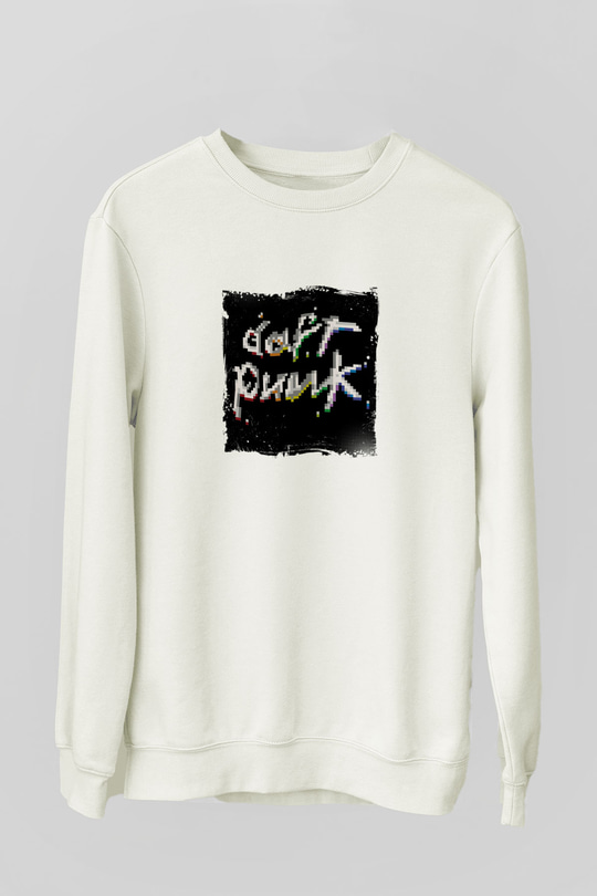 Daft PunkBaskılı Beyaz Sweatshirt