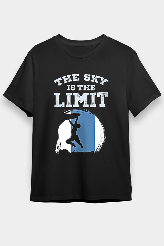 Dağcılık - Mountaineering Baskılı Unisex Siyah Tişört - Tshirt