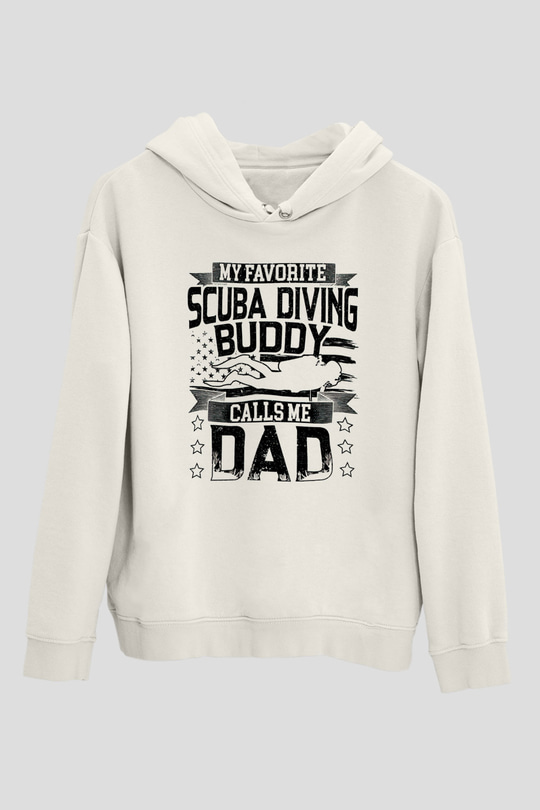 Dalgıç Beyaz Unisex Kapüşonlu Sweatshirt