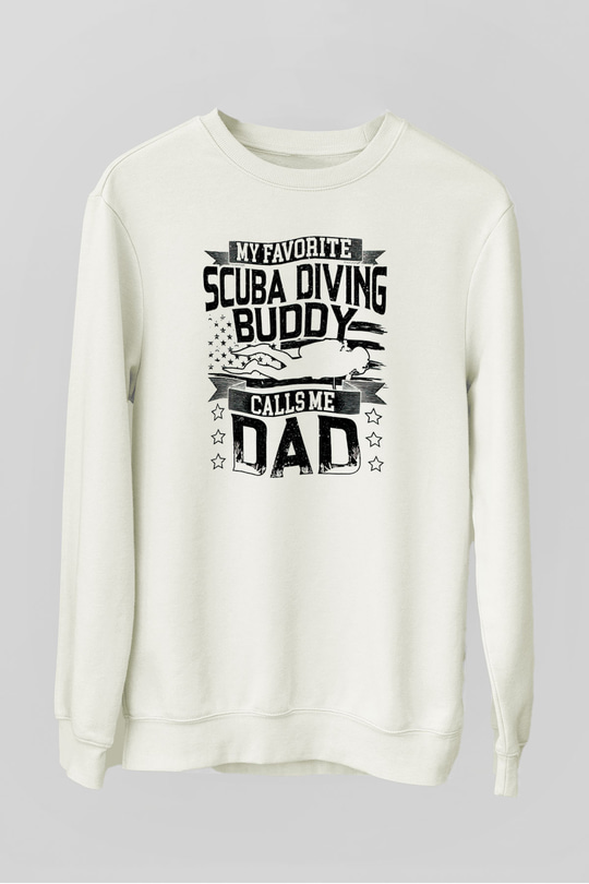 Dalgıç Beyaz Unisex Sweatshirt