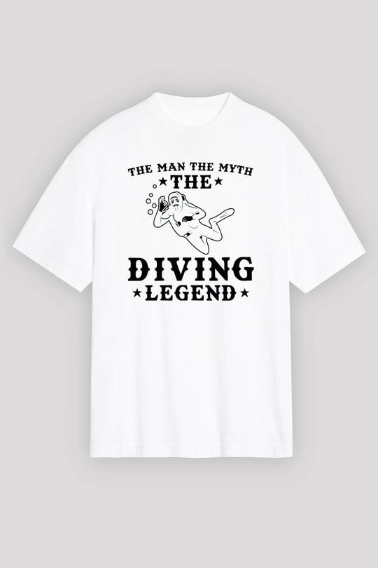 Dalgıç Beyaz Unisex Tişört T-Shirt - TişörtFabrikası
