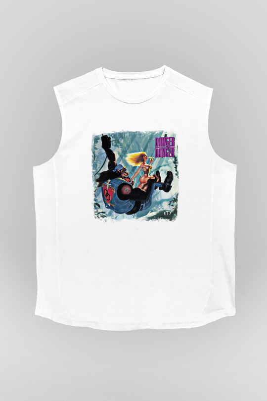 Danger Danger Baskılı Unisex Beyaz Kolsuz Tişört