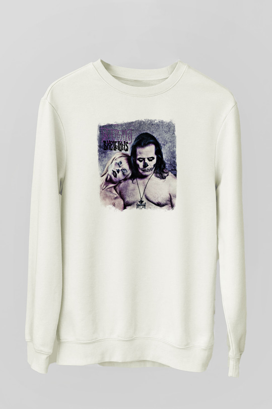 Danzig Baskılı Unisex Beyaz Sweatshirt