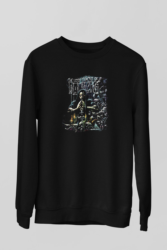 Danzig Baskılı Unisex Siyah Sweatshirt