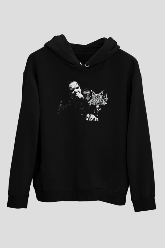 Dark Funeral Baskılı Unisex Siyah Kapüşonlu Sweatshirt