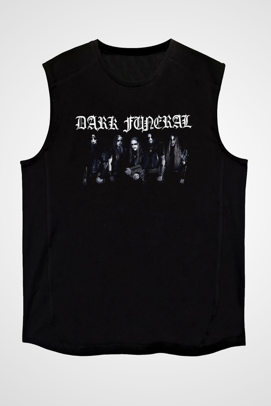 Dark Funeral Baskılı Unisex Siyah Kolsuz Tişört - Tshirt