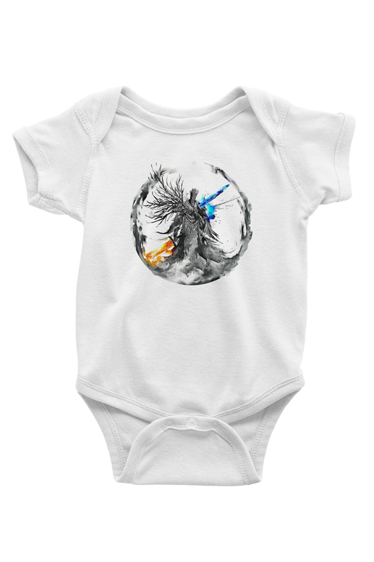 Dark Souls Baskılı Beyaz Unisex Bebek Body - Zıbın