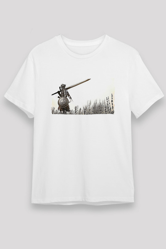 Dark Souls Baskılı Unisex Beyaz Tişört - Tshirt