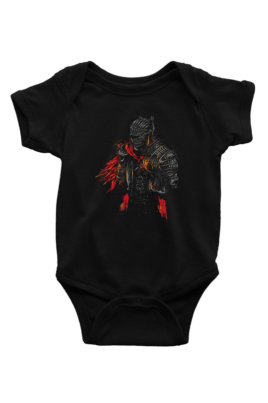 Dark Souls Baskılı Unisex Siyah Bebek Body - Zıbın