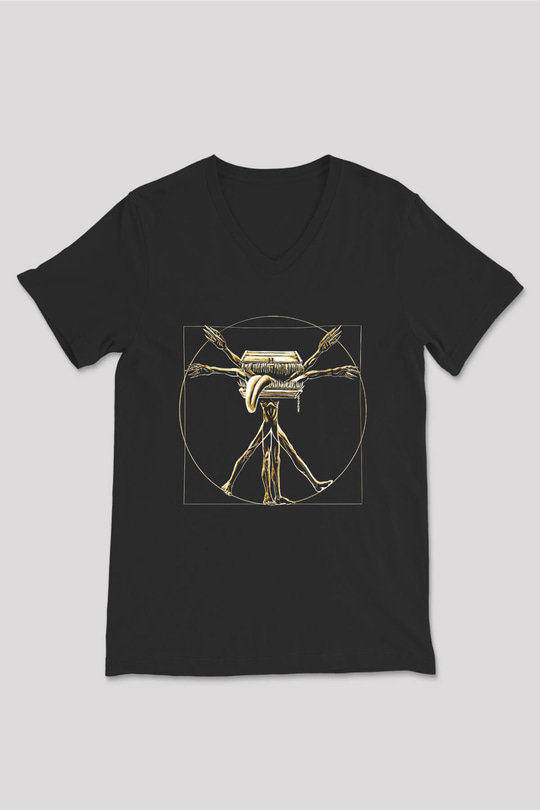 Dark Souls Baskılı Unisex Siyah V Yaka Tişört - Tshirt