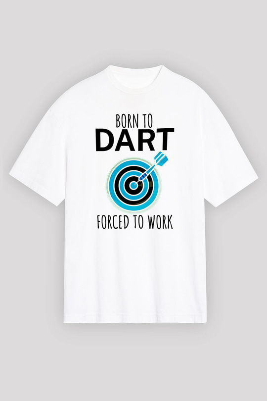 Dart Baskılı Unisex Beyaz Oversize Tişört - Tshirt