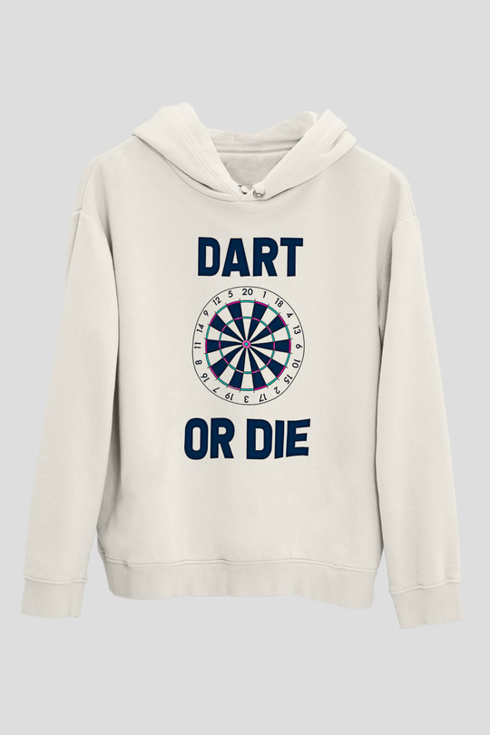 Dart Baskılı Unisex Ekru Hoodie