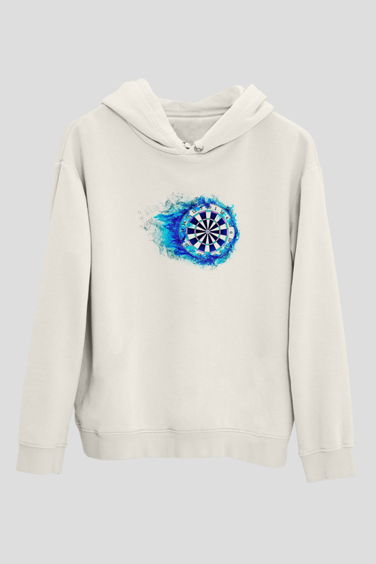Dart Baskılı Unisex Ekru Hoodie