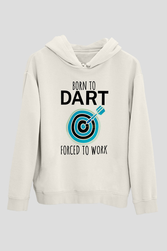 Dart Baskılı Unisex Ekru Hoodie