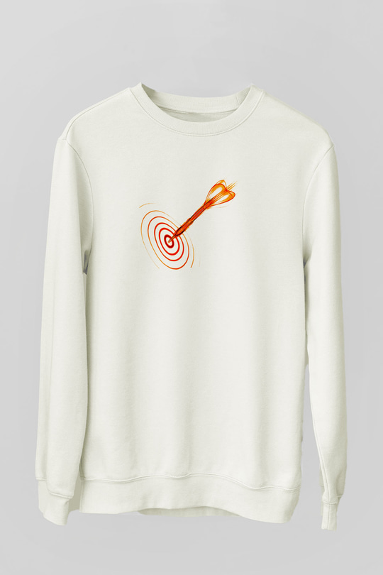 Dart Baskılı Unisex Ekru Sweatshirt