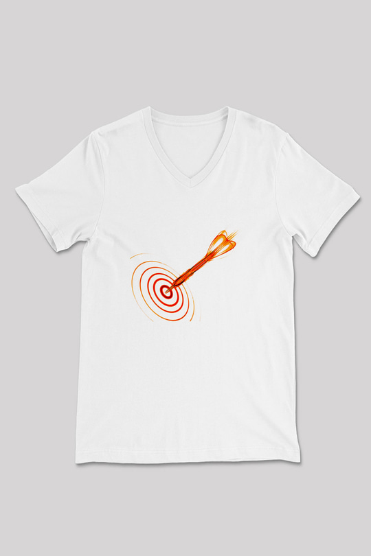 Dart Baskılı Unisex V Yaka Tişört - Tshirt