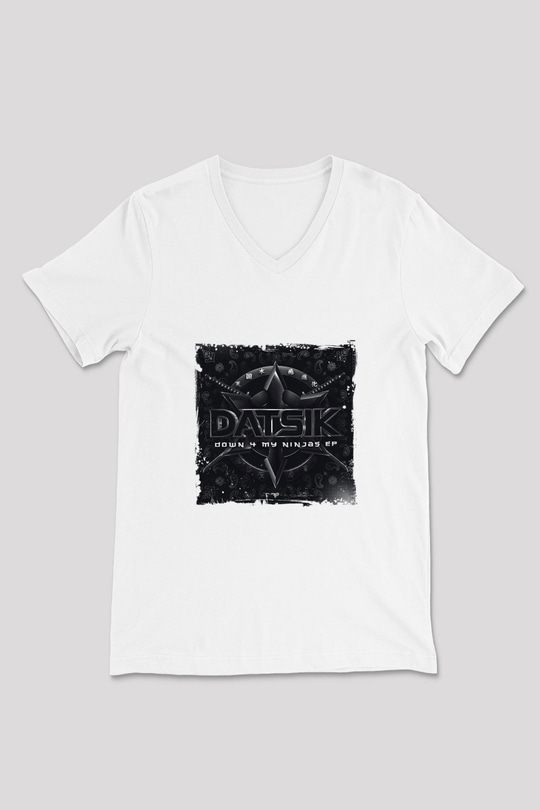 Datsik Baskılı Beyaz V Yaka Unisex Tişört