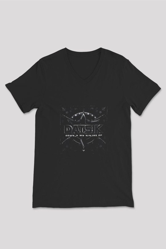 Datsik Baskılı Unisex Siyah V Yaka Tişört