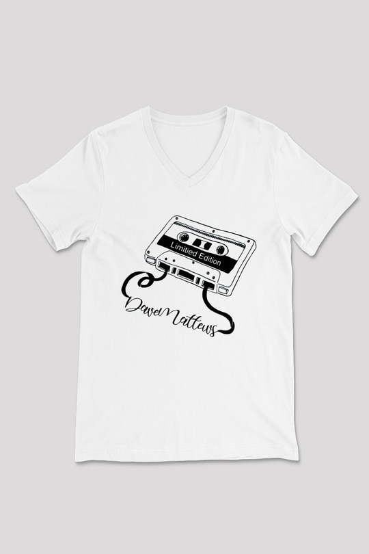 Dave Matthews Band Beyaz Unisex V Yaka Tişört