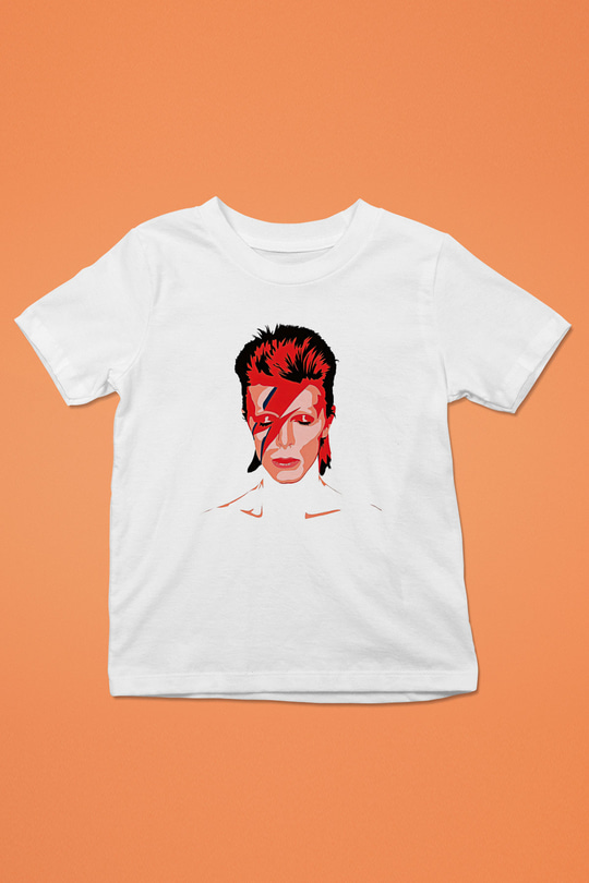 David Bowie Baskılı Beyaz Unisex Beyaz Çocuk Tişört - Tshirt