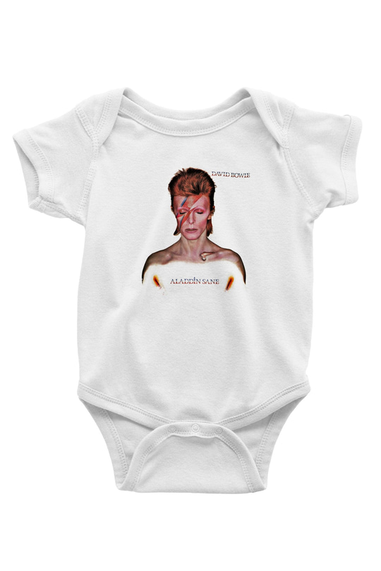 David Bowie Baskılı Unisex Beyaz Bebek Body - Zıbın