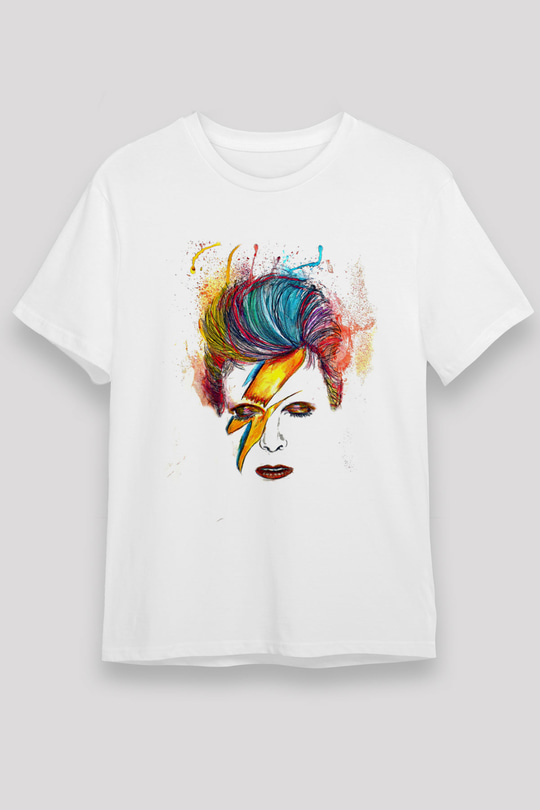 David Bowie Baskılı Unisex Beyaz Tişört - Tshirt
