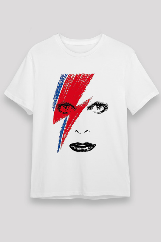David Bowie Baskılı Unisex Beyaz Tişört - Tshirt