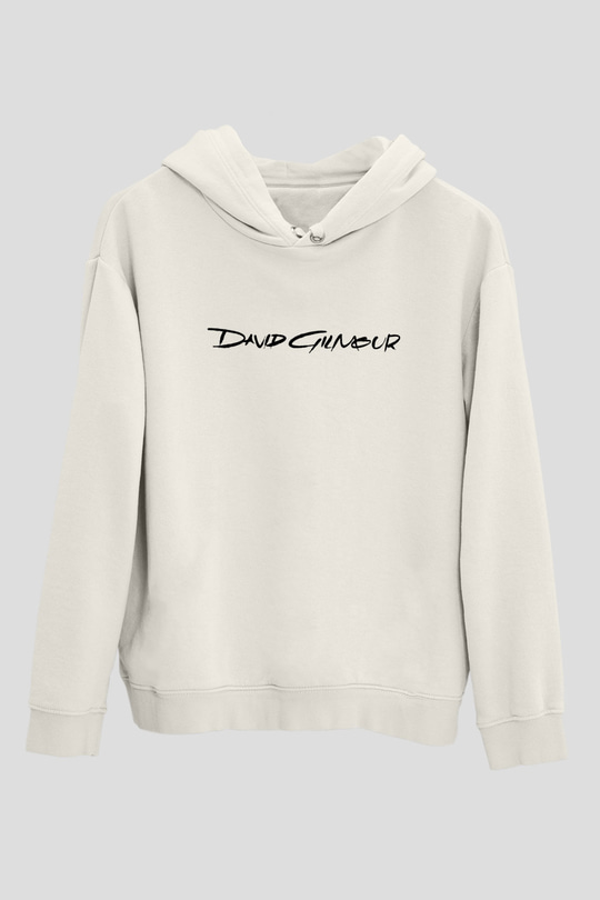 David Gilmour Baskılı Beyaz Unisex Kapüşonlu Sweatshirt