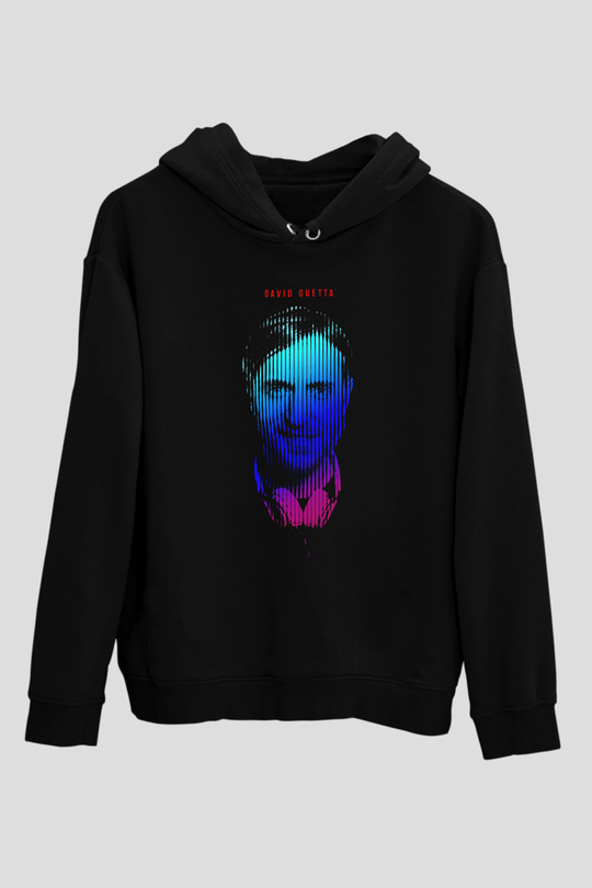 David Guetta Siyah Unisex Kapüşonlu Sweatshirt