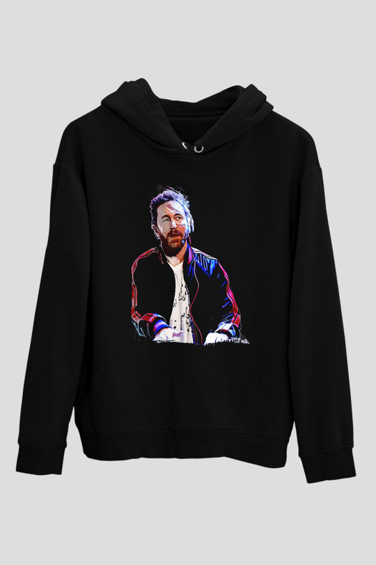 David Guetta Siyah Unisex Kapüşonlu Sweatshirt