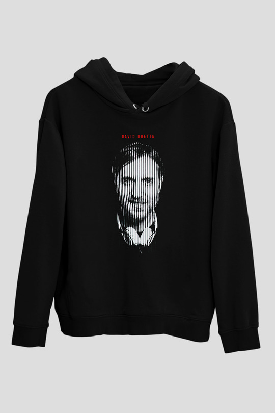 David Guetta Siyah Unisex Kapüşonlu Sweatshirt