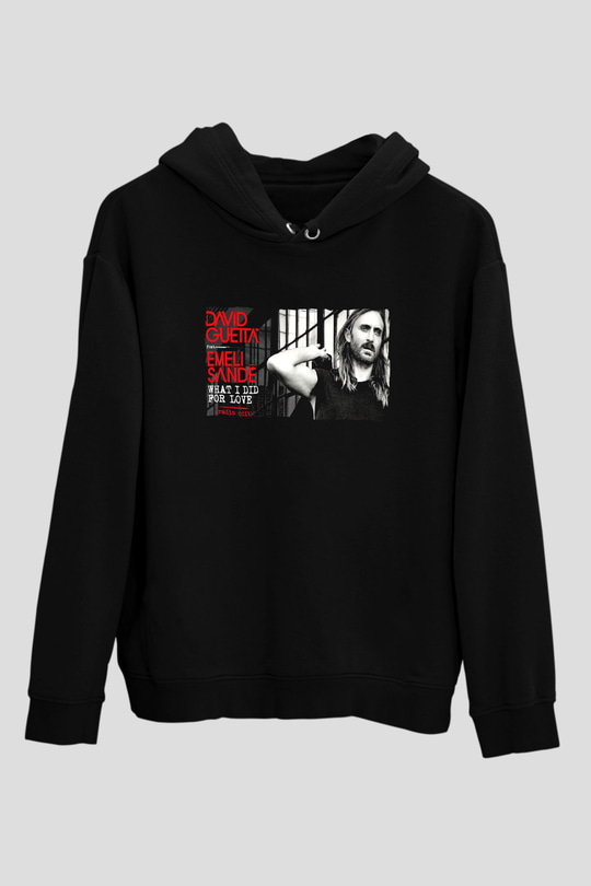 David Guetta Siyah Unisex Kapüşonlu Sweatshirt