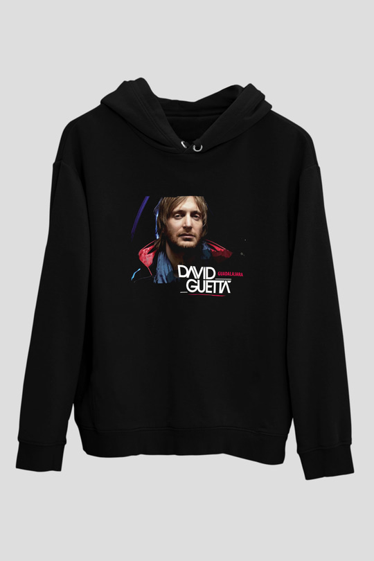 David Guetta Siyah Unisex Kapüşonlu Sweatshirt