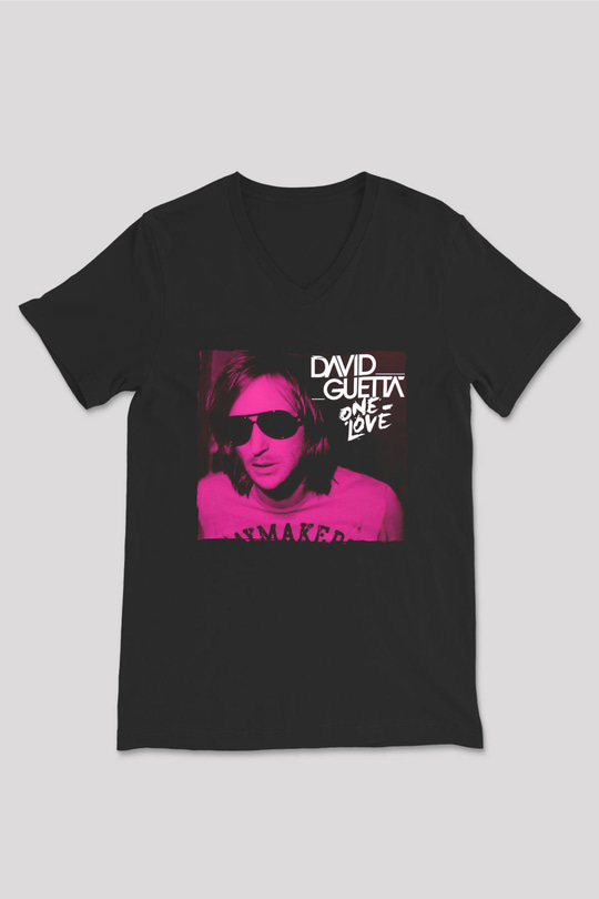 David Guetta Siyah Unisex V Yaka Tişört
