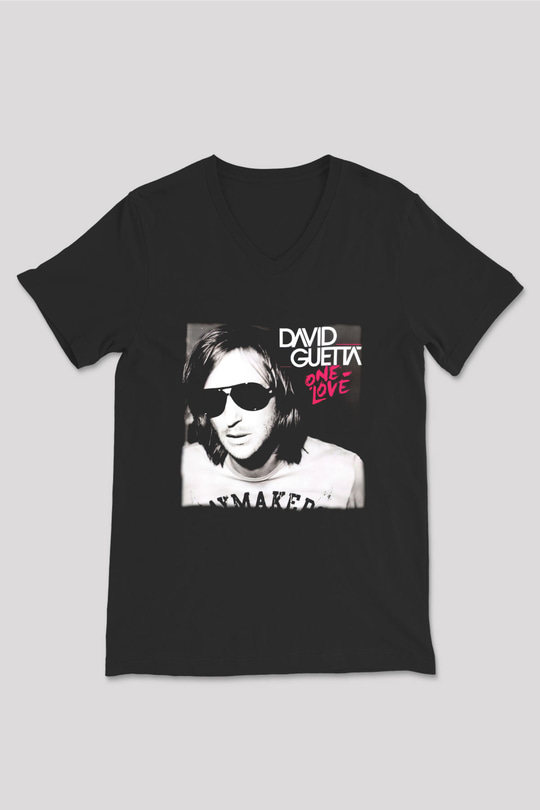 David Guetta Siyah Unisex V Yaka Tişört