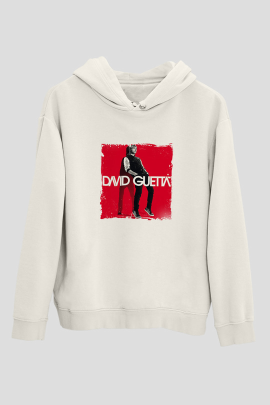 David GuettaBaskılı Beyaz Hoodie
