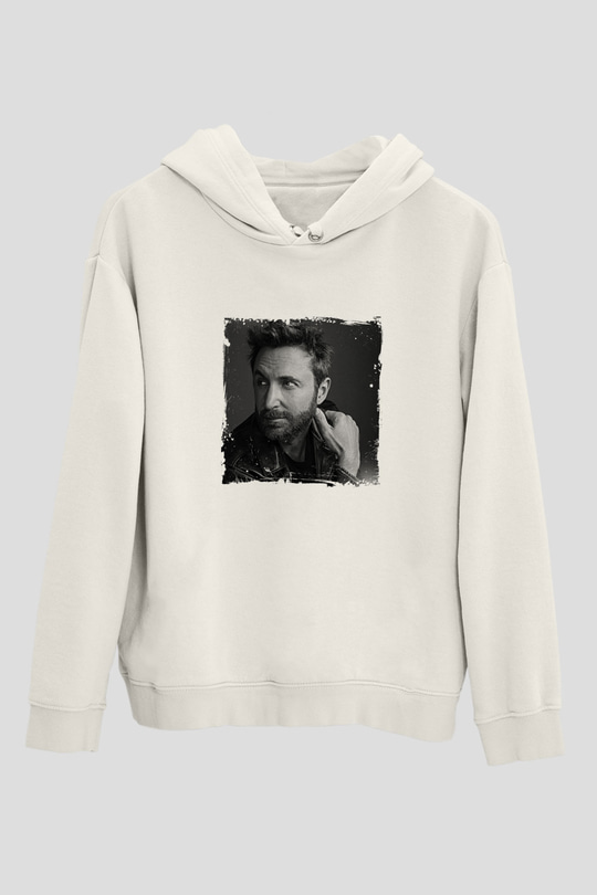 David GuettaBaskılı Beyaz Hoodie