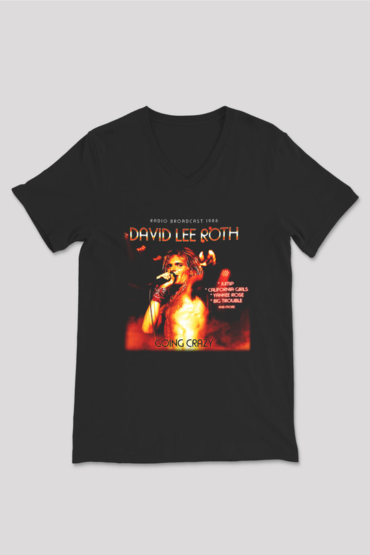 David Lee Roth Band Siyah Unisex V Yaka Tişört T-Shirt
