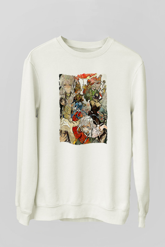 Dazai Baskılı Beyaz Unisex Sweatshirt