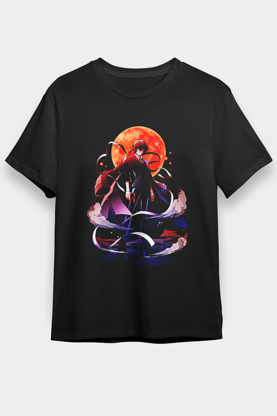 Dazai Baskılı Unisex Siyah Tişört - Tshirt