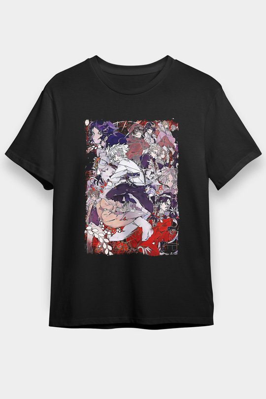 Dazai Baskılı Unisex Siyah Tişört - Tshirt