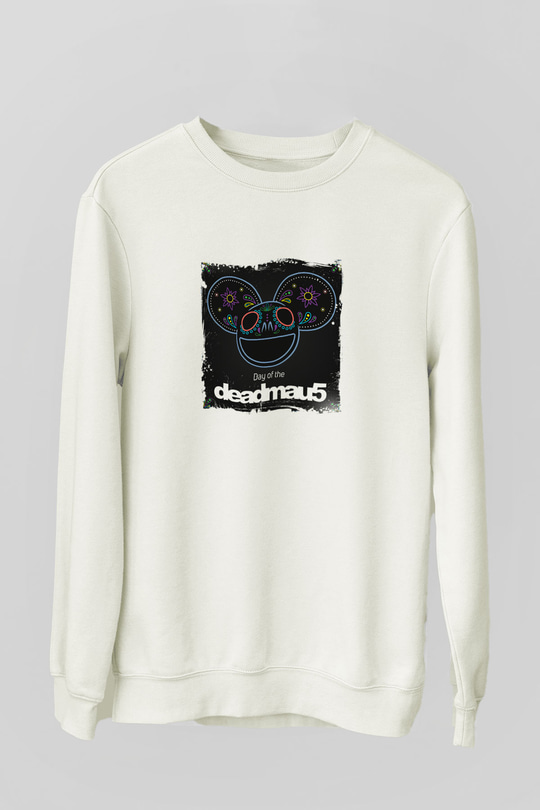 Deadmau5Baskılı Beyaz Sweatshirt