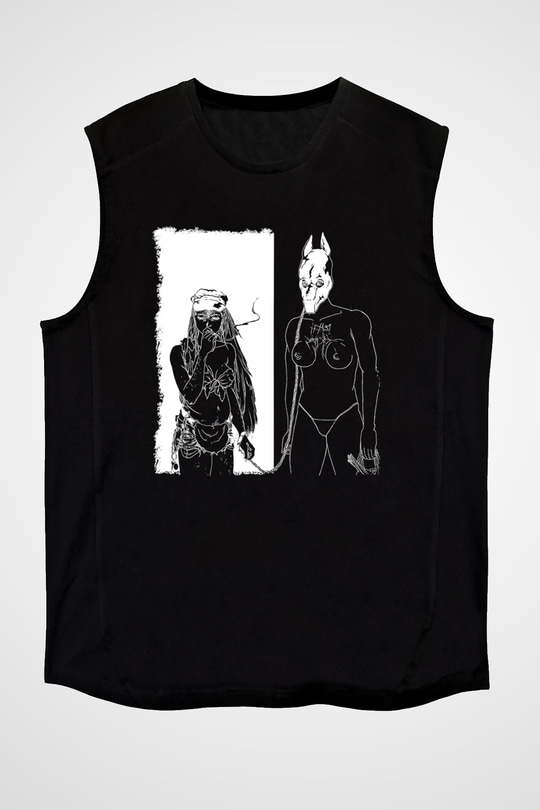 Death Grips Baskılı Unisex Siyah Kolsuz Tişört - Tshirt
