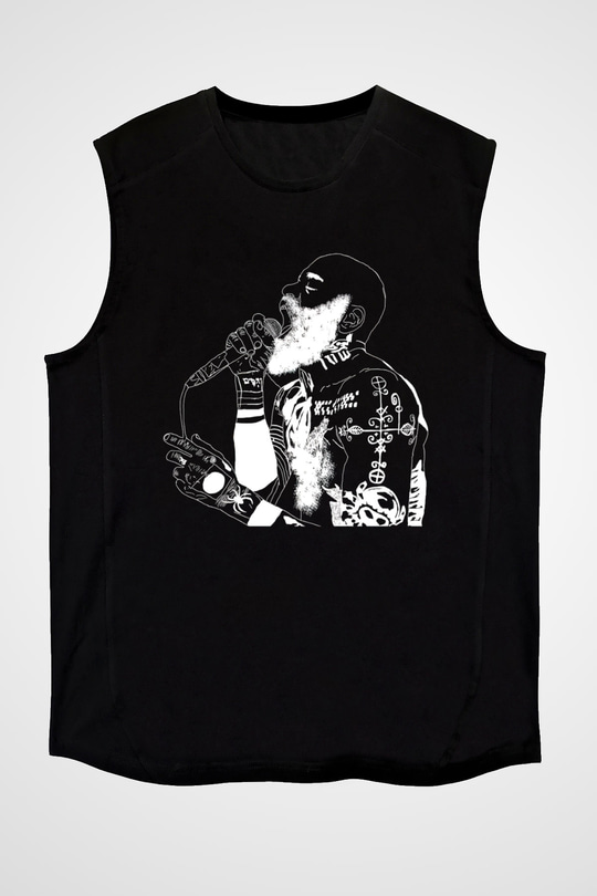 Death Grips Baskılı Unisex Siyah Kolsuz Tişört - Tshirt