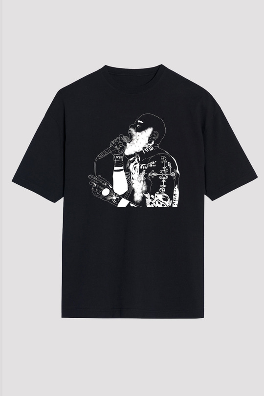 Death Grips Baskılı Unisex Siyah Oversize Tişört - Tshirt