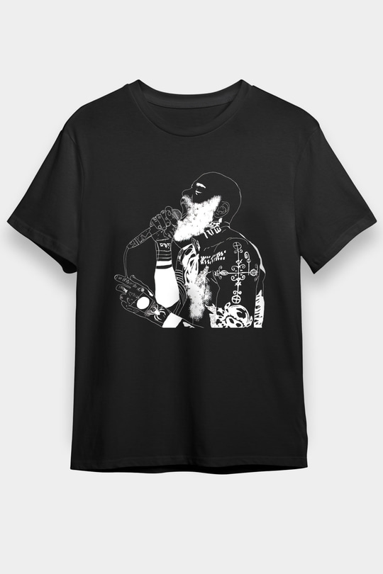 Death Grips Baskılı Unisex Siyah Tişört - Tshirt